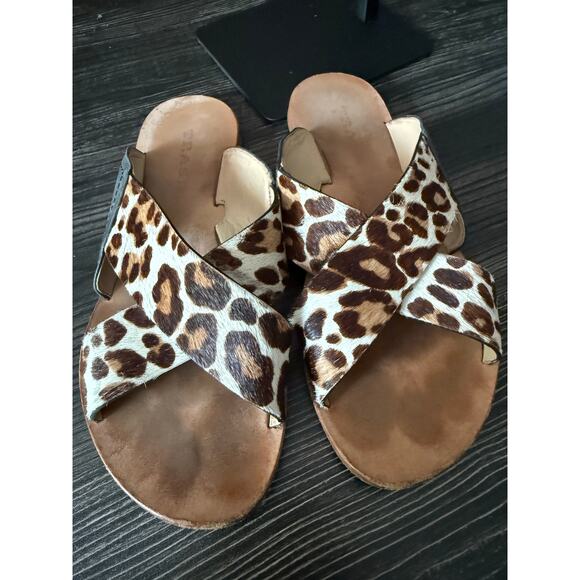 Trask Cheetah Cowhide Slide-On Sandals Sz. 8 - Picture 1 of 7